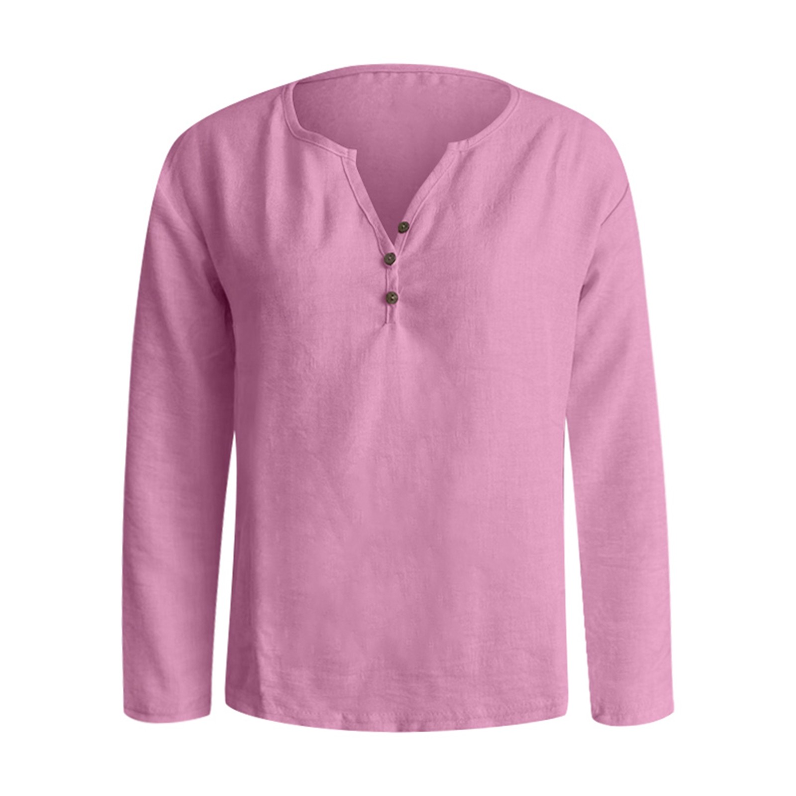 thumbnail image 4 of Camiseta informal de manga larga y cuello en V - Elegante cuello en V, color versátil, tejido cómodo, 4 of 5
